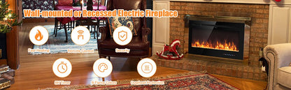 36 Inch Wall Mounted Electric Fireplace Insert with Timer