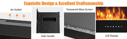 36 Inch Wall Mounted Electric Fireplace Insert with Timer
