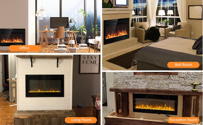 36 Inch Wall Mounted Electric Fireplace Insert with Timer