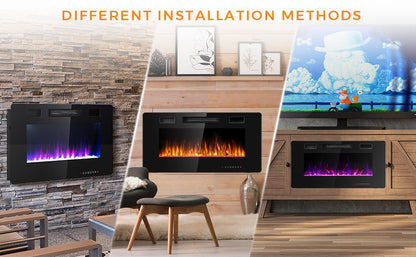 36 Inch Ultra Thin Wall Mounted Electric Fireplace