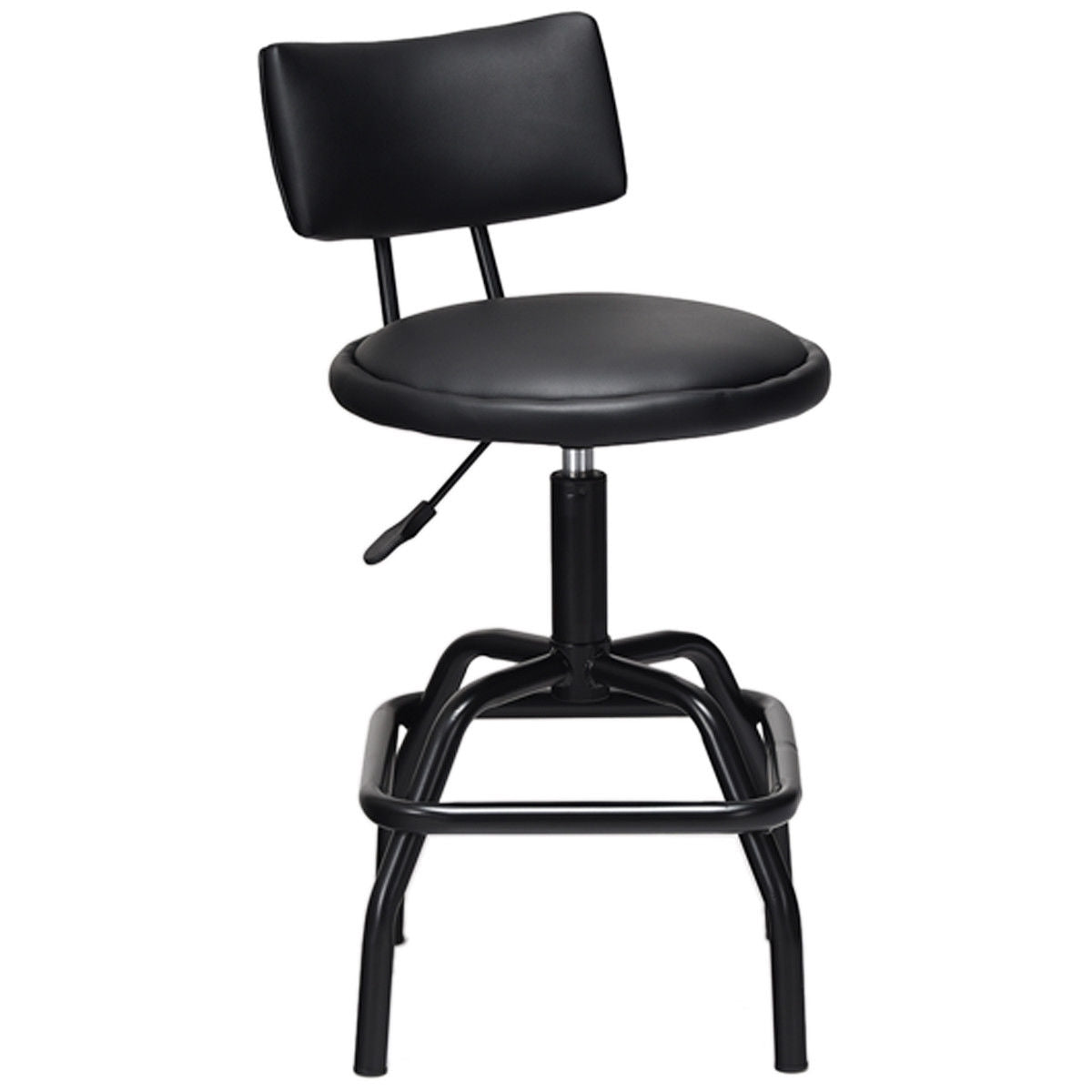 Adjustable Height Swivel Bar Stool with Vintage Style PU Leather Upholstery