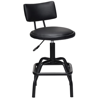 Adjustable Height Swivel Bar Stool with Vintage Style PU Leather Upholstery