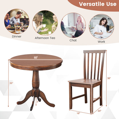 3 Piece Round Wooden Dining Set with Chairs for Kitchen Cafe or Small Dining Room