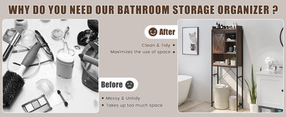 4 Tier Bathroom Storage Cabinet with Adjustable Shelves and Sliding Barn Door