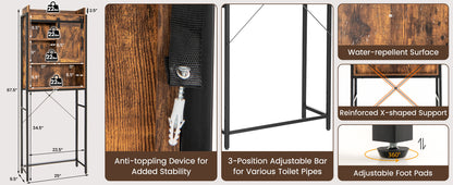 4 Tier Bathroom Storage Cabinet with Adjustable Shelves and Sliding Barn Door