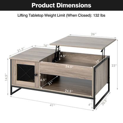Multi Functional Lift Top Coffee Table with Enclosed and Open Storage
