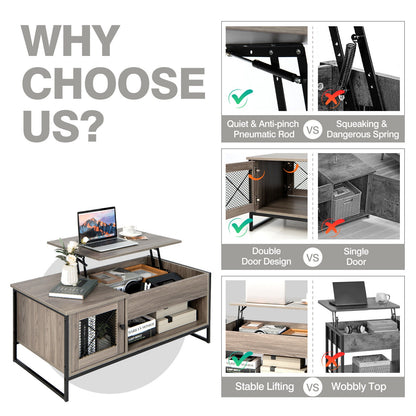 Multi Functional Lift Top Coffee Table with Enclosed and Open Storage