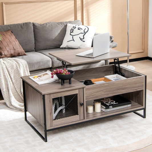 Multi Functional Lift Top Coffee Table with Enclosed and Open Storage