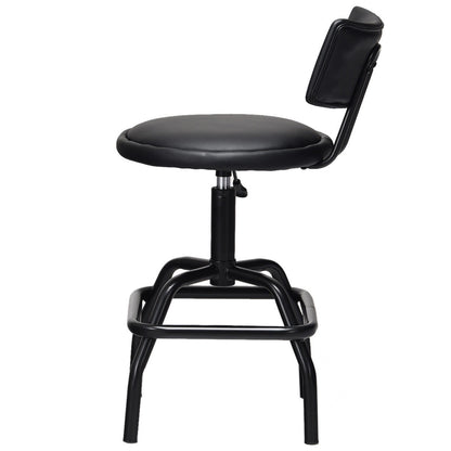 Adjustable Height Swivel Bar Stool with Vintage Style PU Leather Upholstery