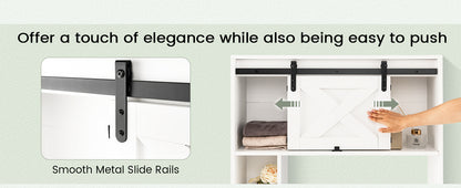 4 Tier Bathroom Storage Cabinet with Sliding Barn Door