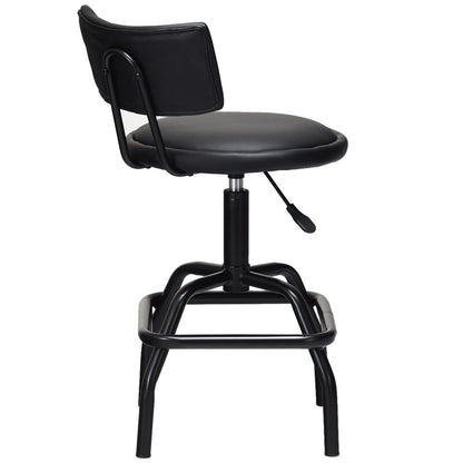 Adjustable Height Swivel Bar Stool with Vintage Style PU Leather Upholstery