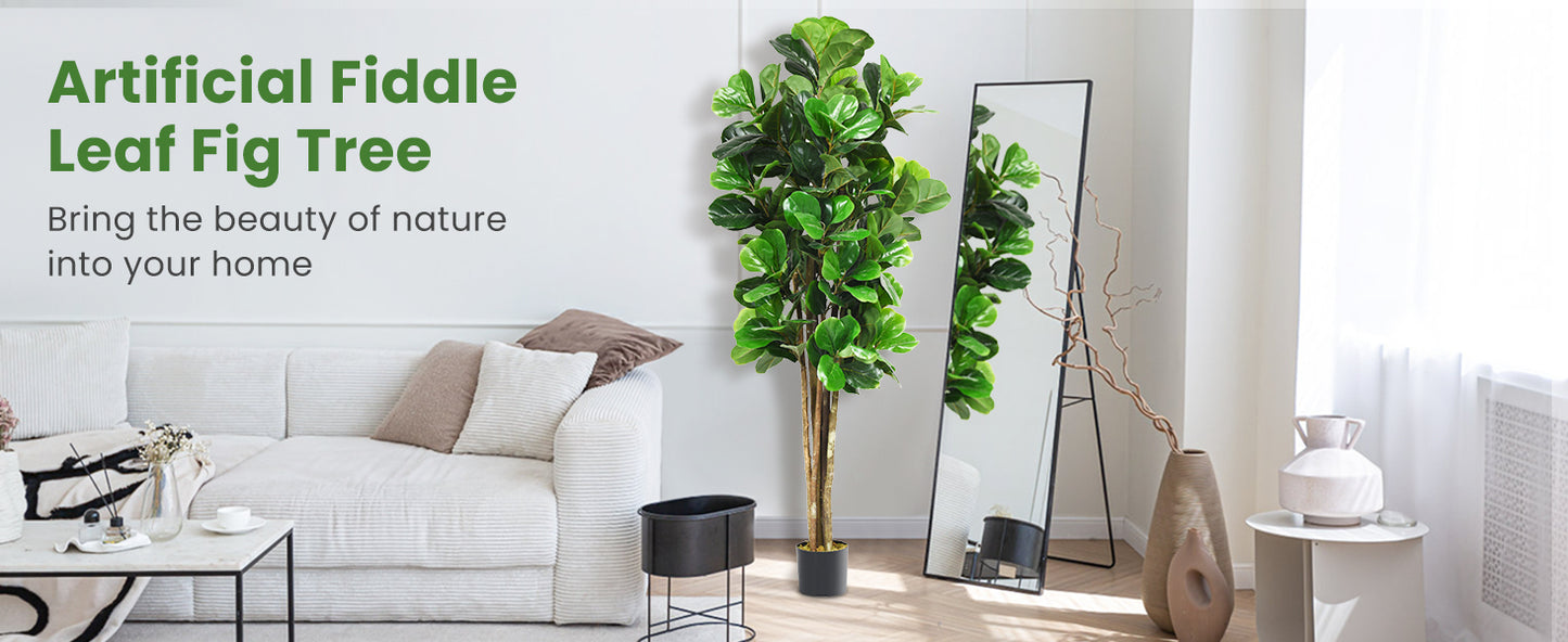 5ft Lifelike Artificial Fiddle Leaf Fig Tree with Moss Base – Perfect Indoor & Outdoor Decoration