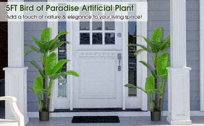 5ft Artificial Banana Tree – Lifelike Faux Tropical Plant with 18 Leaves for Indoor & Outdoor Décor
