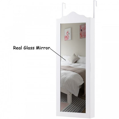 Wall Mounted Jewelry Armoire with Full Length Mirror and Storage Shelves