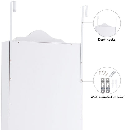Wall Mounted Jewelry Armoire with Full Length Mirror and Storage Shelves