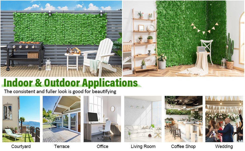 118" x 39" Artificial Ivy Privacy Fence – Lush Green Vine Décor for Outdoor & Indoor Spaces