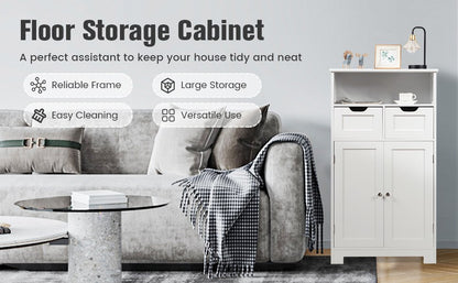 Adjustable Storage Bathroom Side Cabinet with Magnetic Doors