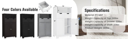 Adjustable Storage Bathroom Side Cabinet with Magnetic Doors