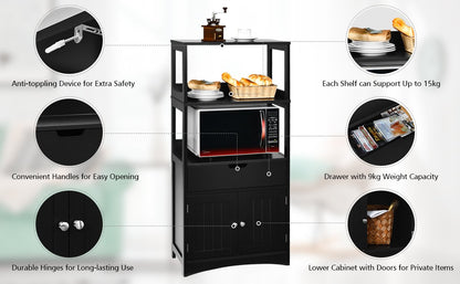 MDF Multifunctional Storage Cabinet with Shelves, Drawer & Enclosed Cabinet