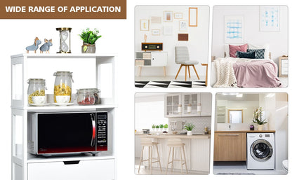 MDF Multifunctional Storage Cabinet with Shelves, Drawer & Enclosed Cabinet