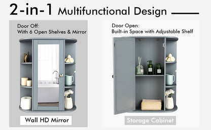 Stylish Wall-Mounted Medicine Cabinet with Mirror & Shelves