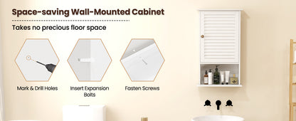 Modern Wall-Mounted Bathroom Storage Cabinet with Louver Door
