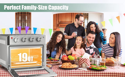 7-in-1 19 Qt Air Fryer Toaster Oven with 5 Accessories