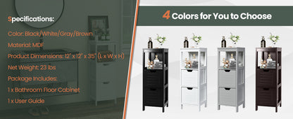 Elegant Wooden Bathroom Floor Cabinet with Multifunctional Storage & Organizer