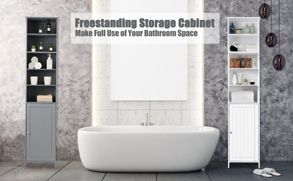 72 Inch Freestanding Tall Storage Cabinet with Adjustable Shelves & Cupboard