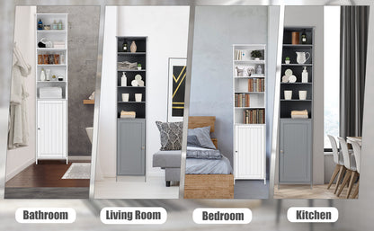 72 Inch Freestanding Tall Storage Cabinet with Adjustable Shelves & Cupboard