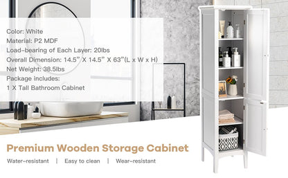 Multi Functional Freestanding Storage Cabinet for Bathroom, Kitchen, and Living Room