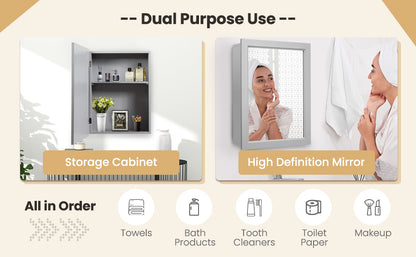 Modern Wall-Mounted Medicine Cabinet with Mirror and Adjustable Shelf