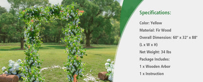 Elegant 7 Foot Wooden Garden Arbor Arch for Climbing Plants and Vines