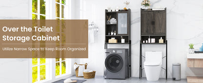 Freestanding Bathroom Cabinet with Double Doors and Adjustable Storage