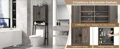 Freestanding Bathroom Cabinet with Double Doors and Adjustable Storage