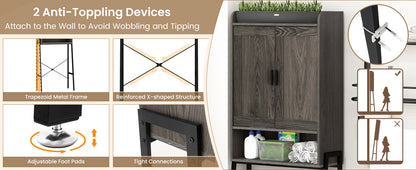 Freestanding Bathroom Cabinet with Double Doors and Adjustable Storage