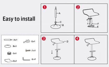 Set of 2 Adjustable Backless Bar Stools with PU Leather Seats and Chrome Steel Base in White