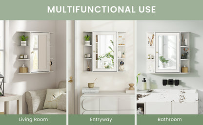 Wall-Mounted Bathroom Cabinet with Mirror, Adjustable Shelves & Ample Storage