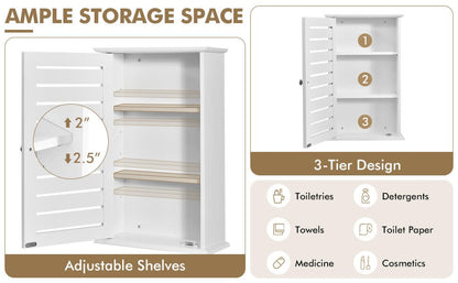 Wall-Mounted Medicine Cabinet with Adjustable Shelves and Louver Door