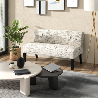 Modern Upholstered Loveseat Sofa with Solid Wood Legs and Armless Design