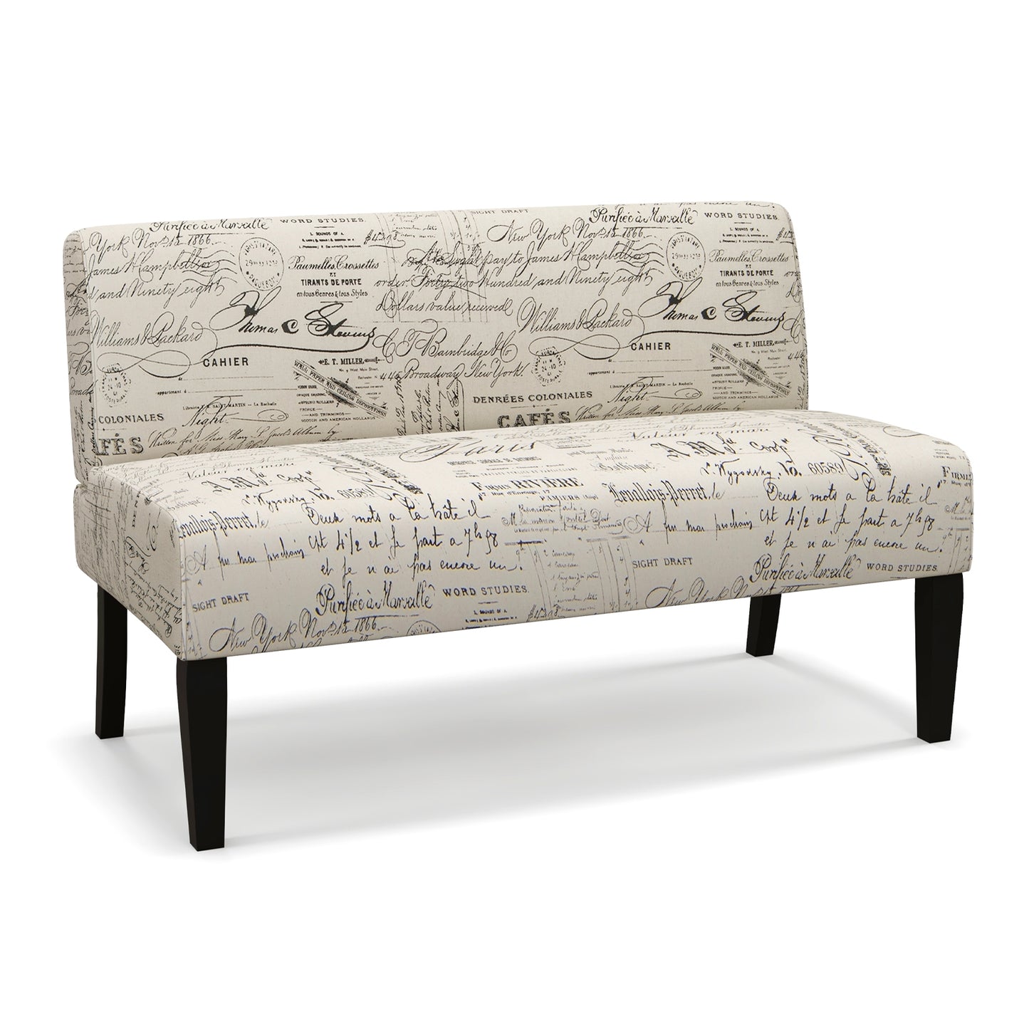Modern Upholstered Loveseat Sofa with Solid Wood Legs and Armless Design