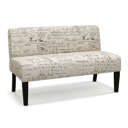 Modern Upholstered Loveseat Sofa with Solid Wood Legs and Armless Design