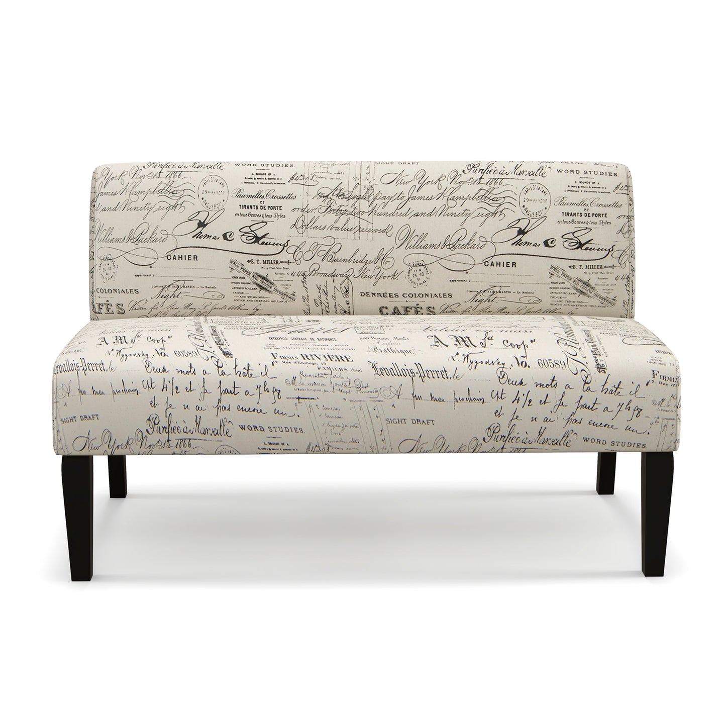 Modern Upholstered Loveseat Sofa with Solid Wood Legs and Armless Design
