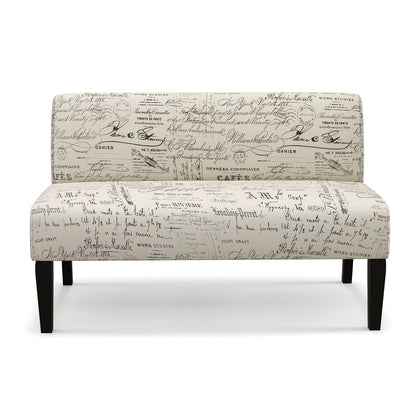 Modern Upholstered Loveseat Sofa with Solid Wood Legs and Armless Design
