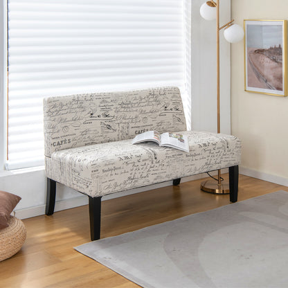 Modern Upholstered Loveseat Sofa with Solid Wood Legs and Armless Design
