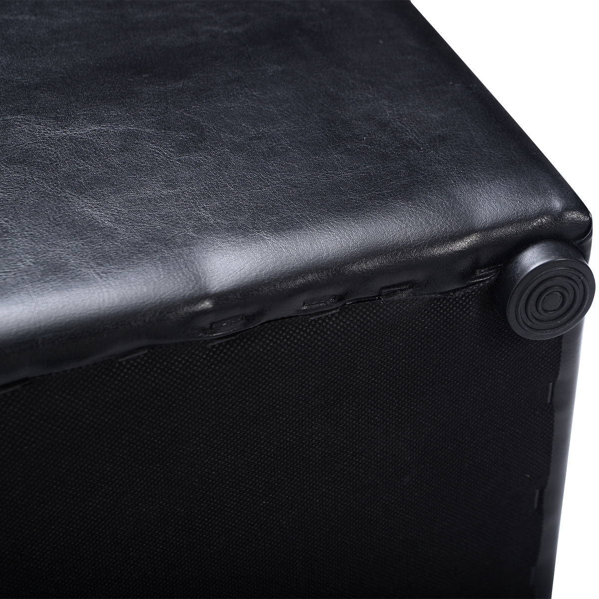 Compact Storage Pouffe Ottoman with Hinged Cover – Black