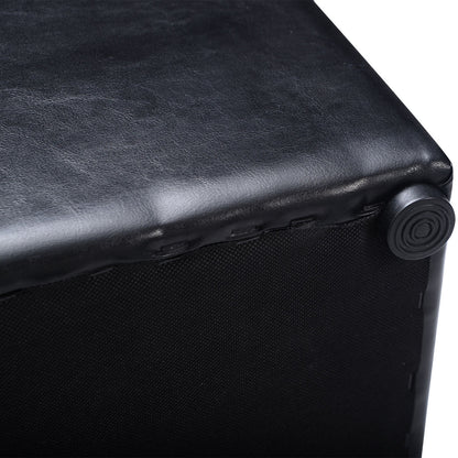 Compact Storage Pouffe Ottoman with Hinged Cover – Black