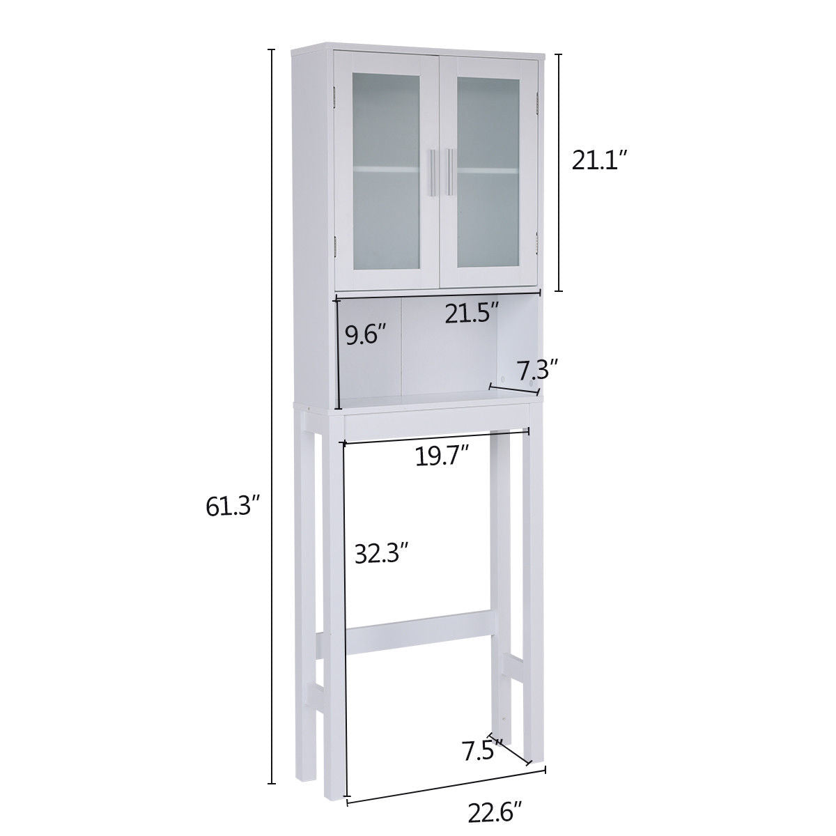 Over-the-Toilet Wooden Storage Cabinet with Tower Rack