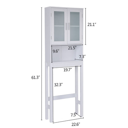 Over-the-Toilet Wooden Storage Cabinet with Tower Rack