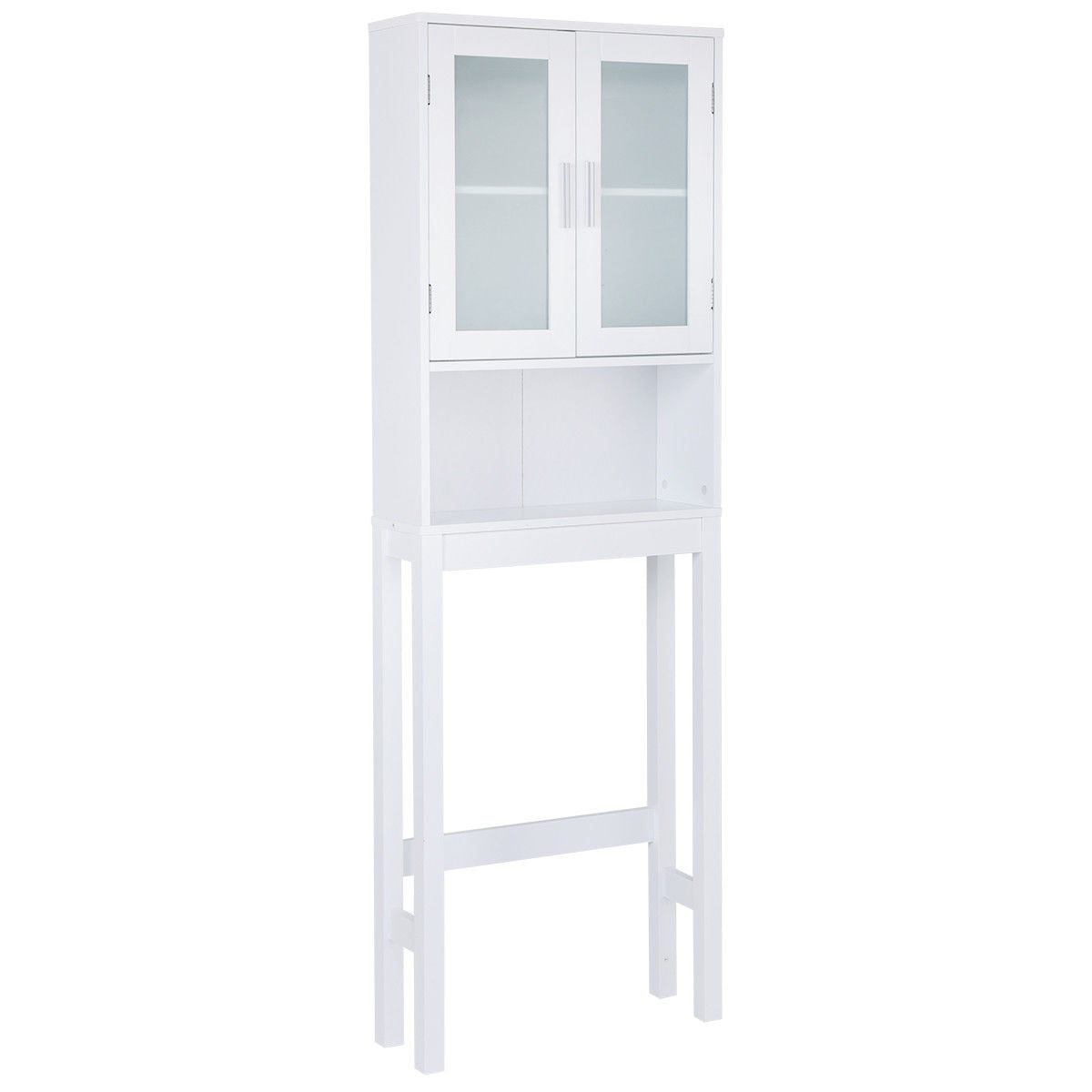 Over-the-Toilet Wooden Storage Cabinet with Tower Rack